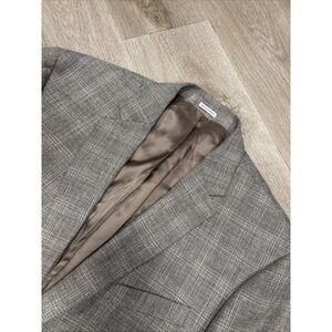 Joseph Abboud Heritage 46L Guabello Hopsack Wool Linen Sport Coat Gray Olive